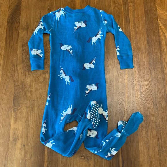 HANNA ANDERSSON Zip Unicorn Pajamas 18-24 80cm Organic Cotton Footed Sleeper PJs - Picture 2 of 8